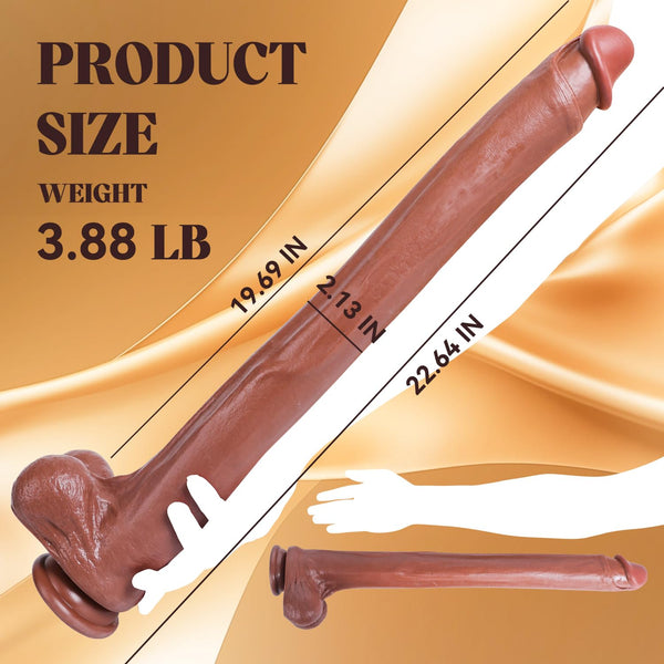 22 Inch Super Long Dildo – Realistic Flexible XXL Dildo with Suction Cup, Small Glans & Built-in Skeleton for Deep Vaginal, Anal & Oral Play Meta Description: