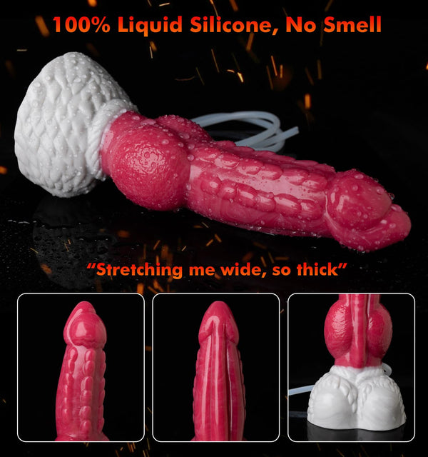 9.5" Squirting Knot Dildo – Giant Monster Cumming Dildo with Ribbed Texture, Suction Cup & Syringe Ejaculation