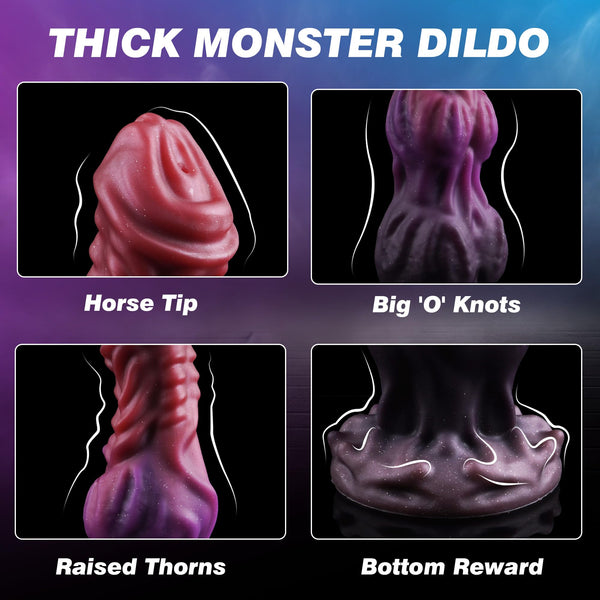 9.6" Monster Fantasy Squirting Dildo – Dog Dragon Dildo with 2 Knots, Suction Cup & Ejaculation Function