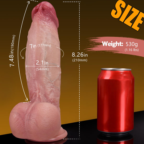 7 Inch Realistic Girth Huge Thick Dildo – Dual-Density Silicone Dildo with Suction Cup