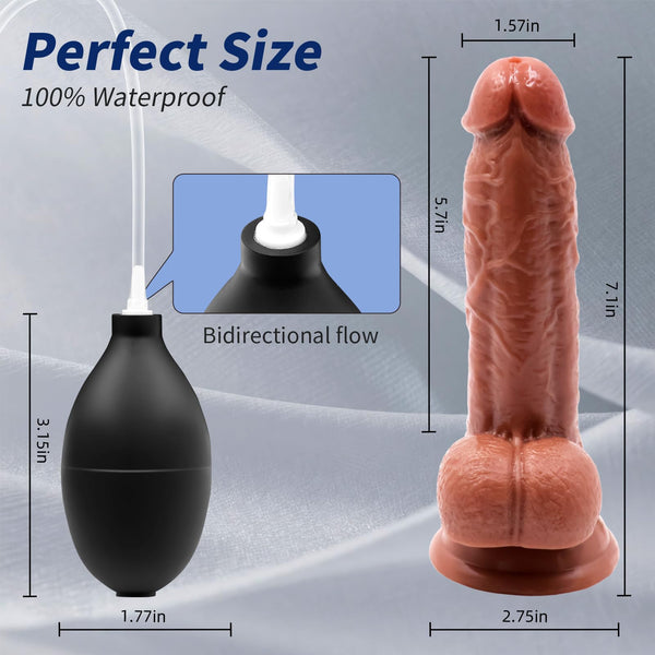 7" Realistic Ejaculating Dildo with Suction Cup & Soft Skin Texture for G-Spot & Prostate Stimulation (Flesh)