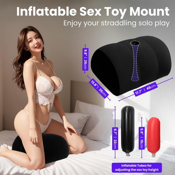 Black Dildo Mount Pillow – Inflatable Arch Sex Position Pillow for Adults, 2-in-1 Dildo Chair and Toy Mount for Women and Couples