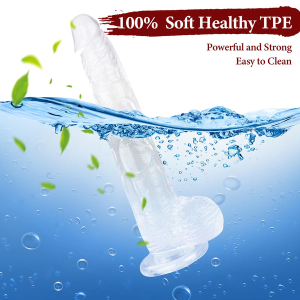 11 Inch Big Clear Realistic Dildo – Big Transparent Soft TPE Dildo with Suction Cup, Lifelike G-Spot and Anal Dildo for Women, Men & Advanced Users