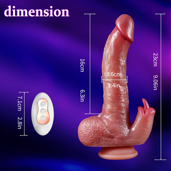 Realistic 9 inch Tongue Licking Dildo with Heat Vibrator Sex