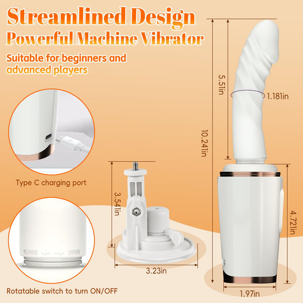 Automatic Thrusting Dildo Sex Machine – 7 Vibration & Thrust Modes, Rotating Handle, Heating, and Suction Cup Base (White)
