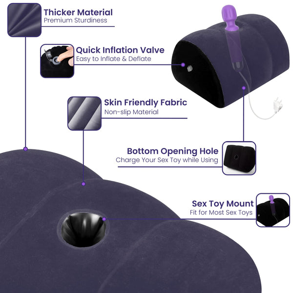 Blue Dildo Mount Pillow – Inflatable Arch Sex Position Pillow for Women & Couples, 2-in-1 Sex Toy Mount & Support Cushion for Intimate Play