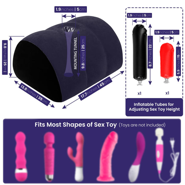 Blue Dildo Mount Pillow – Inflatable Arch Sex Position Pillow for Women & Couples, 2-in-1 Sex Toy Mount & Support Cushion for Intimate Play