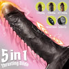 10-Inch Thrusting & Vibrating Black Dildo that Heats – Silicone BBC with Suction Base & Remote
