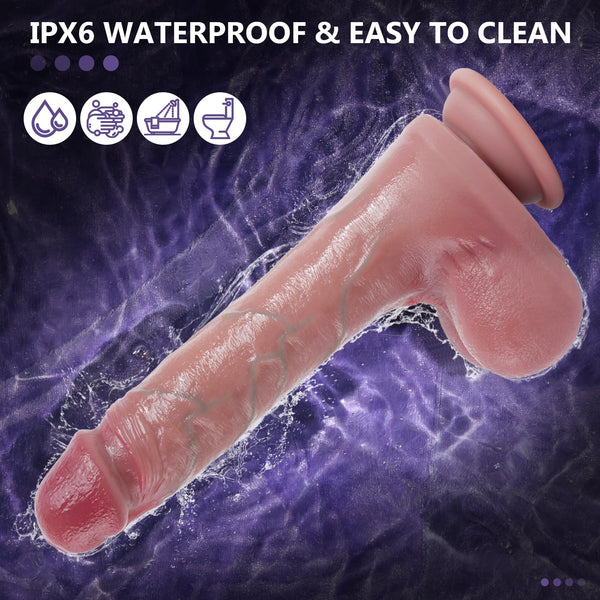 Brown 8.5 Inch Thrusting Dildo Vibrator – Realistic Silicone Dildo with 7 Thrusting, 10 Vibration & Heating Modes, Suction Cup & Remote Control for G-Spot & Anal Play