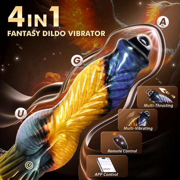 10 Inch Fantasy Monster Thrusting Dildo – 4-in-1 App-Controlled Knot Dildo with Vibration, Suction Cup & Waterproof Design for Men, Women & Couples