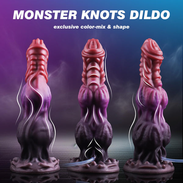 9.6" Monster Fantasy Squirting Dildo – Dog Dragon Dildo with 2 Knots, Suction Cup & Ejaculation Function