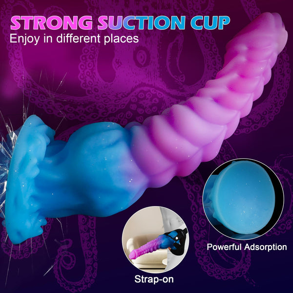9.7" Squirting Tentacle Dildo – Purple Fantasy Monster Dragon Dildo with Knot, Suction Cup, and Ejaculating Syringe
