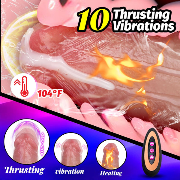 9.6" Hot Warm Thrusting Dildo – Huge Realistic Silicone Toy with Suction Cup