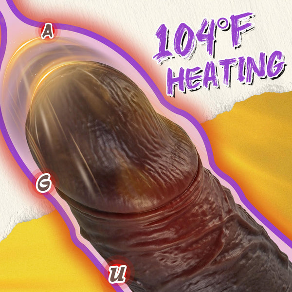 10 Inch Huge Black Thrusting Dildo – 2.4" Diameter Heating BBC Dildo with 9 Vibrations, 3 Rotating Thrust Modes, Remote & Suction for G-Spot and Anal Play