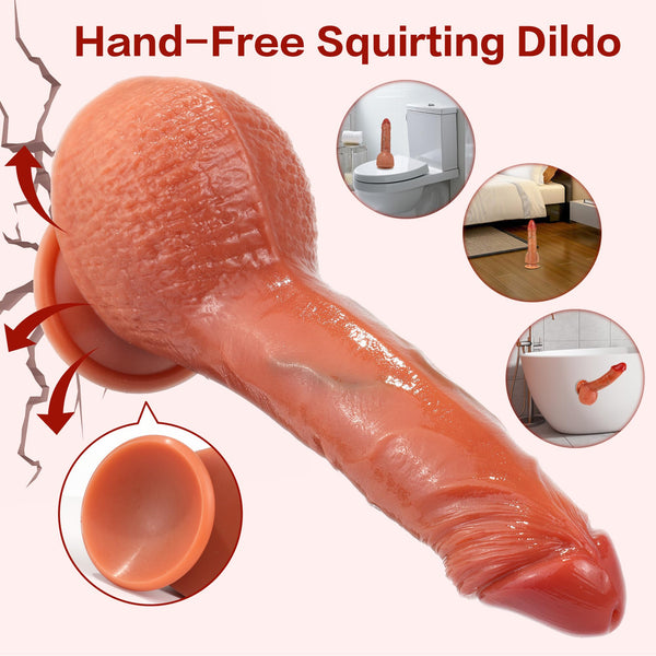 8 inch Squirting Dildo that Cums, Realistic Soft Feel Ejaculating Anal Toy