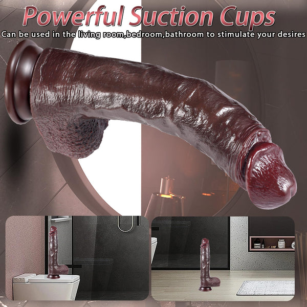 10.63" Brown Realistic Foreskin Dildo – Dual-Layer Silicone Dual Layer Penis