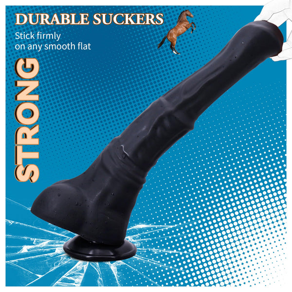 15-Inch Black Horse Dildo – Huge Realistic Thick Dildo with Suction Cup for Men, Women & Couples