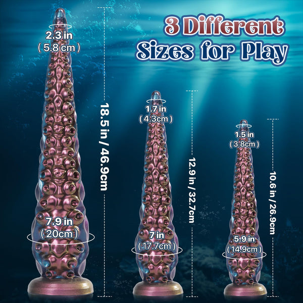 18.5" Long Tentacle Dildo – Blue Purple Fantasy Octopus-Inspired Dildo with Suction Cup, Soft Silicone XXL Sex Toy for Deep Penetration & Anal Play