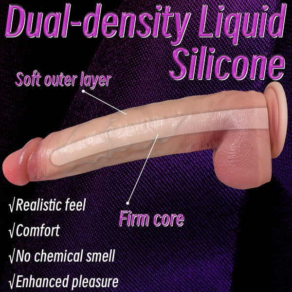 10 Inch Huge Thick Big Long Dildo - Giant Soft Real Skin Penis Anal Dildo with Strong Suction Cup, XL Large Girthy Dual Density Silicone Dildos for Women Men Gay, Adult Sex Toys & Games