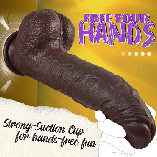 10 Inch Huge Black Thrusting Dildo – 2.4" Diameter Heating BBC Dildo with 9 Vibrations, 3 Rotating Thrust Modes, Remote & Suction for G-Spot and Anal Play