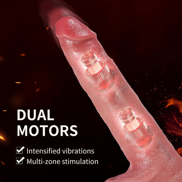 7.4" Self Heating & Thrusting Anal Dildo – Realistic Soft Silicone Vibrator with 7 Telescopic Modes, 10 Vibrations, Suction Base & Remote Control