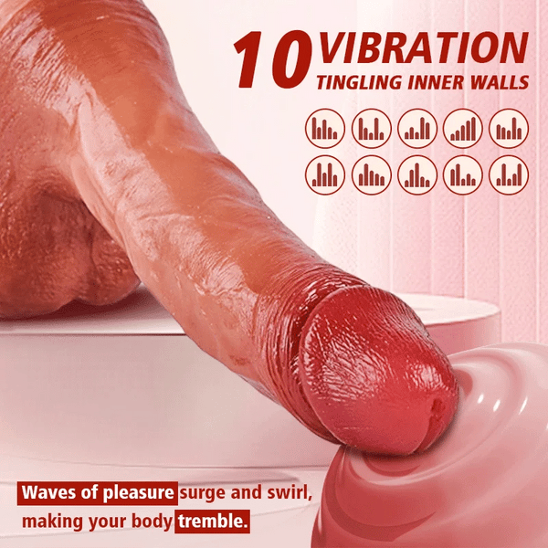 8.5 Inch Realistic Vibrating Squirting Dildo that Cums – Enema Bulb Function, Strong Suction Base & Anal-Prostate Play Ready