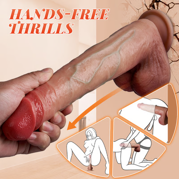 10.75" Large Realistic Dildo – Heated, Vibrating & Thrusting Silicone Toy with Remote Control and Suction Base