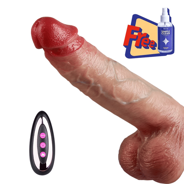 10.75" Large Realistic Dildo – Heated, Vibrating & Thrusting Silicone Toy with Remote Control and Suction Base