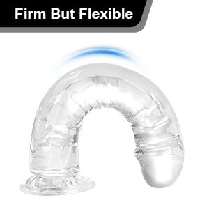 10” Long Clear Realistic Dildo – Transparent Jelly Penis with Suction Cup, Soft Flexible Dildo for Anal & G-Spot Stimulation, Adult Toy for Women, Men & Couples