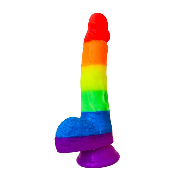 8.66-Inch Realistic Rainbow Dildo – Soft Liquid Silicone with Strong Suction Cup, G-Spot & Anal Sex Toy with Lifelike Veins and Dual Balls