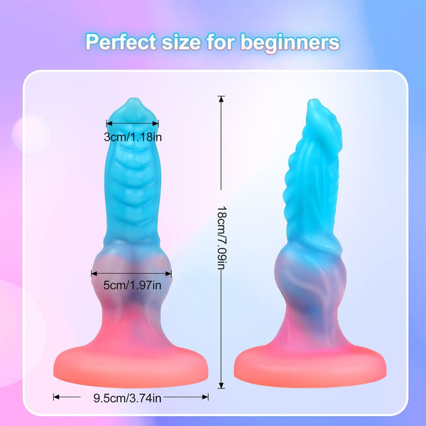 Luminous 7-Inch Dog Knot Dildo – Glow-in-the-Dark Fantasy Monster Dildo with Suction Cup for Anal & G-Spot Play, Liquid Silicone Adult Toy for Women & Men
