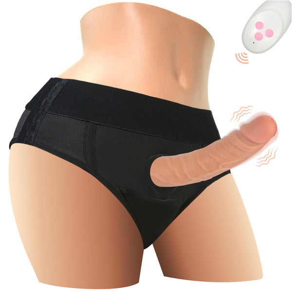 7.28" Vibrating Strap-On Dildo Harness with Bullet Vibrator – Adjustable Harness for Pegging, Lesbian Couples & Beginner-Friendly Dildo Play