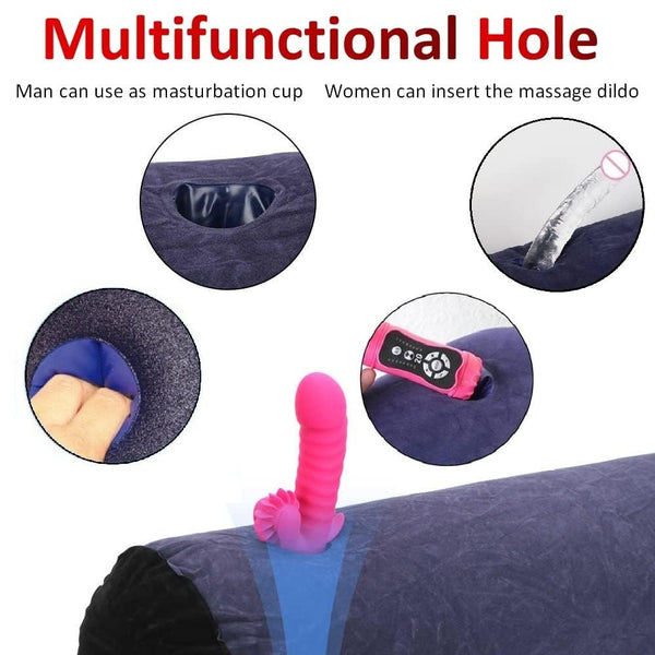 Inflatable Round Sex Pillow with Toy Mount Hole – Portable Positioning Cushion for Solo and Couple Play, Hands-Free Support for Deeper Penetration