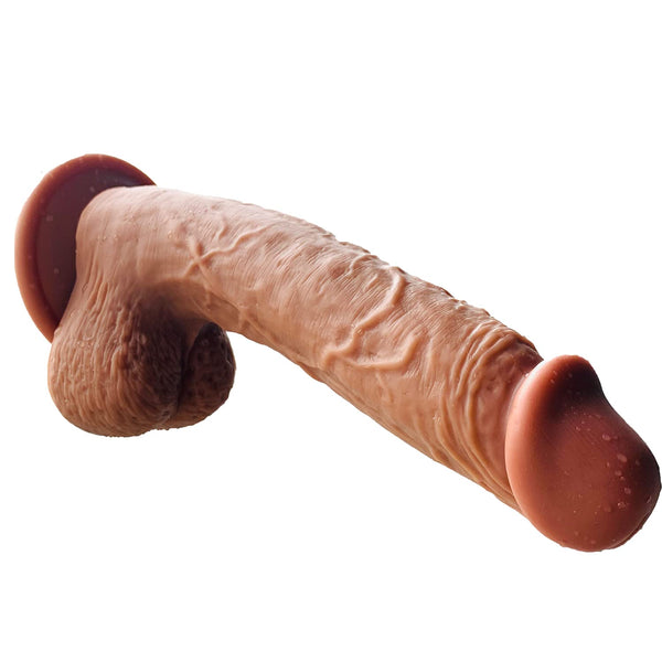 9 Inch Realistic Dual Density Lambskin Dildo with Suction Cup & Balls