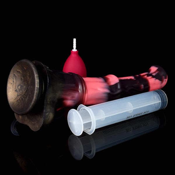 12 Inch Squirting Horse Dildo – Realistic Extra-Thick Fantasy Toy with Suction Cup, Red Silicone