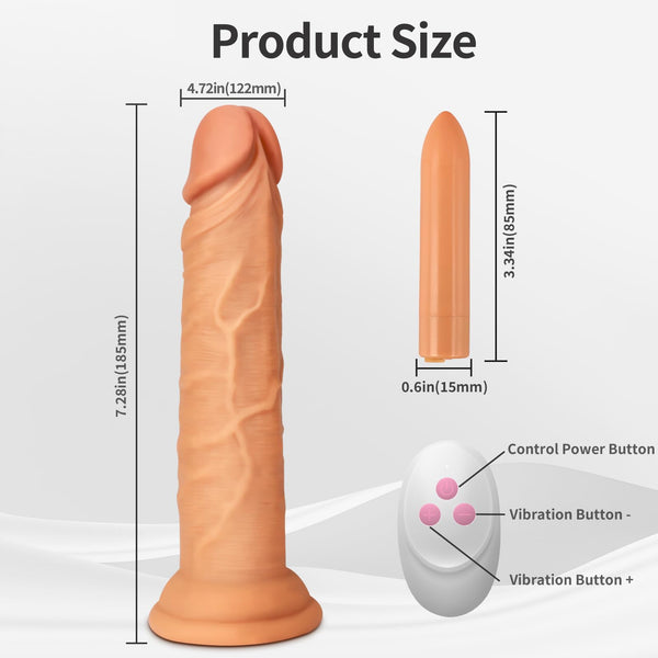 7.28" Vibrating Strap-On Dildo Harness with Bullet Vibrator – Adjustable Harness for Pegging, Lesbian Couples & Beginner-Friendly Dildo Play