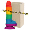 7.5" Rainbow Realistic Dildo for Adult Sex Toys - Liquid Silicone Material Strong Suction Cup Hands-Free Play 2 Balls