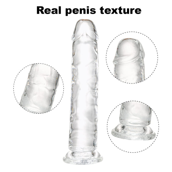 10” Long Clear Realistic Dildo – Transparent Jelly Penis with Suction Cup, Soft Flexible Dildo for Anal & G-Spot Stimulation, Adult Toy for Women, Men & Couples