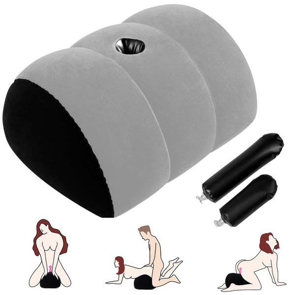 Dildo Mount Pillow – Inflatable Arch Sex Position Pillow for Women, Couples & Solo Play, Dildo Chair & Sex Toy Mount with Deep Hole Base (Gray)