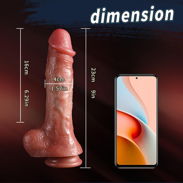 9 Inch Realistic Silicone Uncircumcised Dildo – Huge Thick Sliding Dildo Suction Cup