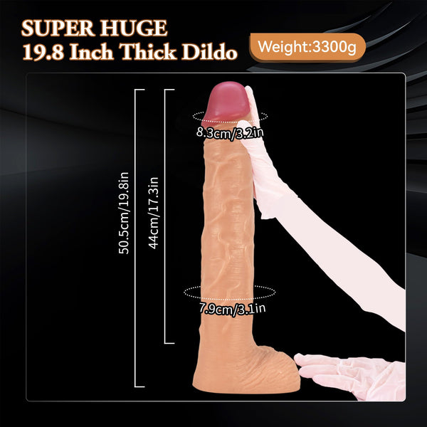 Super Huge 20 Inch Realistic Dildo – 3.1" Thick Monster Cock for Deep Stretch, Extreme Anal or Vaginal Play – PVC Giant Dildo for Men, Women, and Couples