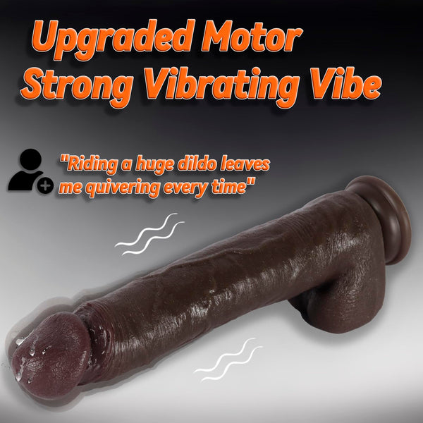 10" Big Black Thrusting Heating Dildo That Moves Up and Down