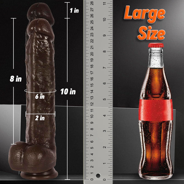 10" Big Black Thrusting Heating Dildo That Moves Up and Down