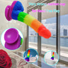 8.66-Inch Realistic Rainbow Dildo – Soft Liquid Silicone with Strong Suction Cup, G-Spot & Anal Sex Toy with Lifelike Veins and Dual Balls