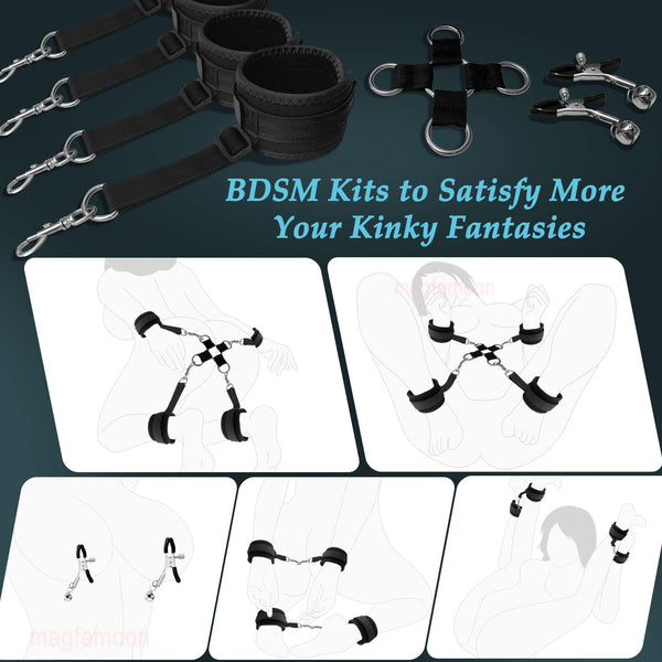 Grey Heart-Shaped Inflatable Dildo Mount Sex Pillow with Bondage Cuffs, Nipple Clamps & BDSM Kit – Upsize Sex Cushion for Couples