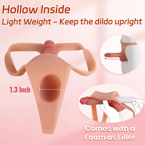 High Elasticity Hollow Strap-On Dildo – Silicone Wearable Dildo for Couples, Lesbian Pegging, and Strap-On Play