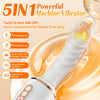 Automatic Thrusting Dildo Sex Machine – 7 Vibration & Thrust Modes, Rotating Handle, Heating, and Suction Cup Base (White)