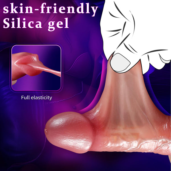 Realistic 9 inch Tongue Licking Dildo with Heat Vibrator Sex