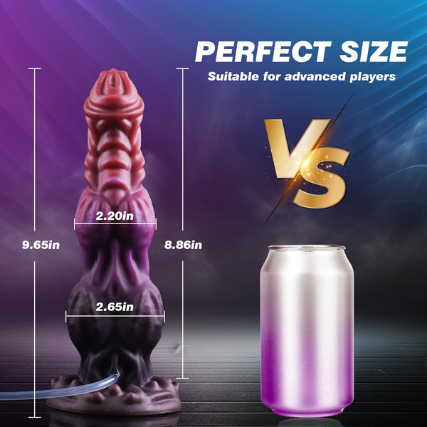 9.6" Monster Fantasy Squirting Dildo – Dog Dragon Dildo with 2 Knots, Suction Cup & Ejaculation Function