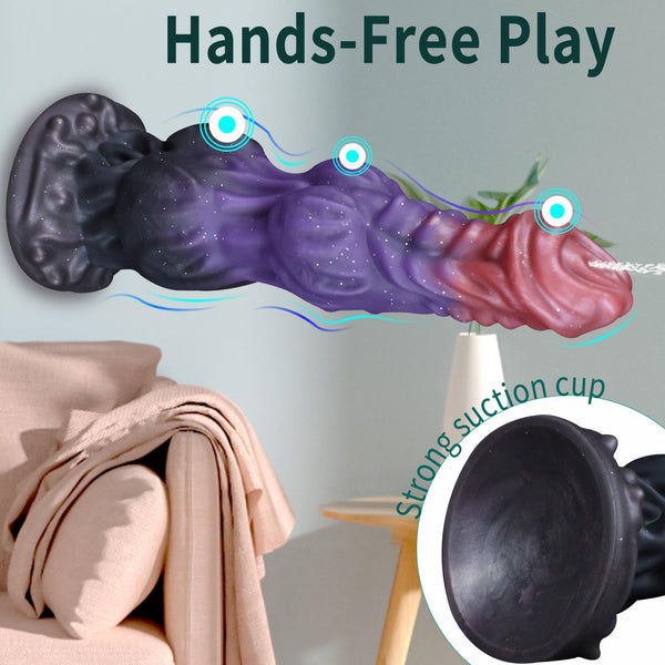 9.6" Monster Fantasy Squirting Dildo – Dog Dragon Dildo with 2 Knots, Suction Cup & Ejaculation Function